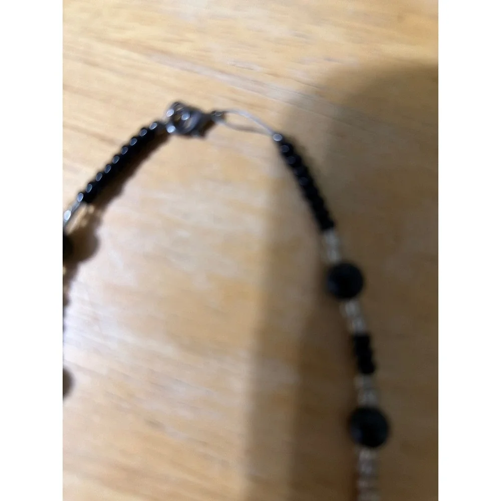 Octopus Charm Necklace Black Gray Beaded Pendant Ocean Themed Coastal Gift‎
